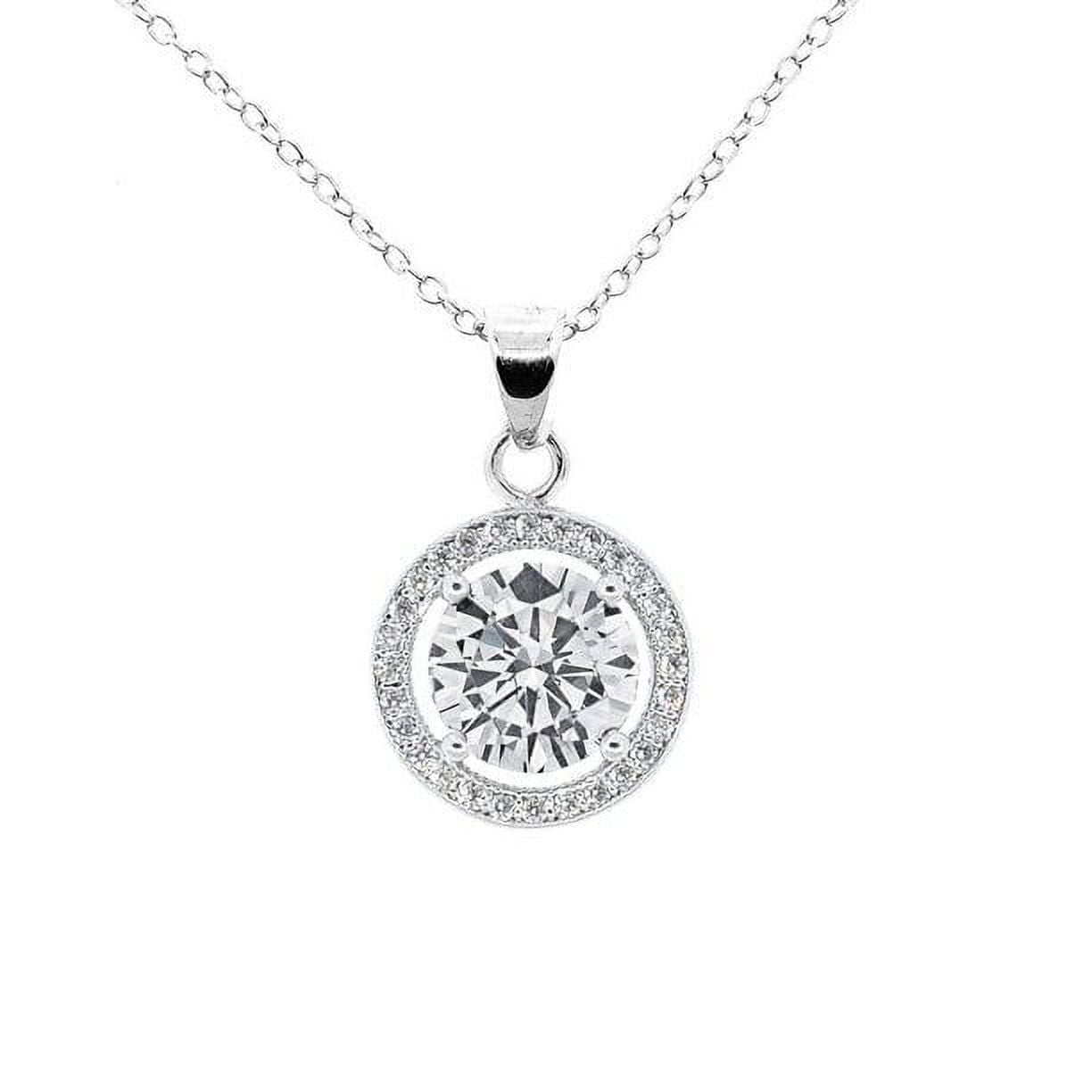 Cate & Chloe Blake 18k White Gold Plated Silver Halo Necklace