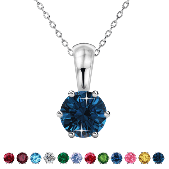 Cate & Chloe December Birthstone 18k White Gold Plated Women's Necklace 1ct Swarovski Crystal