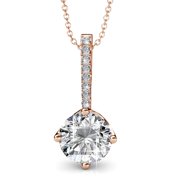 Cate & Chloe Blythe 18k Rose Gold Pendant Necklace with Solitaire Swarovski Crystal, Women's Necklace with Sparkling Round Cut Crystal, Wedding Anniversary Fashion Jewelry