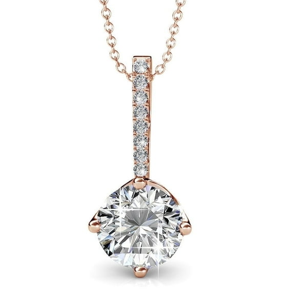 Cate & Chloe Blythe 18k Rose Gold Plated Pendant Necklace with Swarovski Crystal for Women, Gift for Her