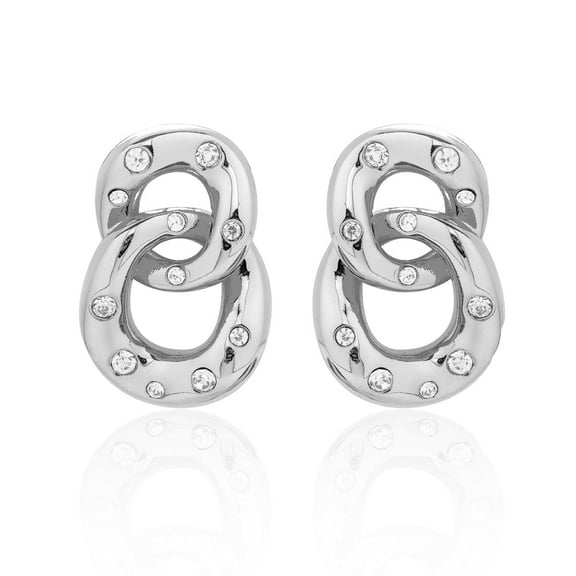 Cate & Chloe Bonnie 18k White Gold Plated Women's Double Link Chain Earrings, Swarovski Crystals
