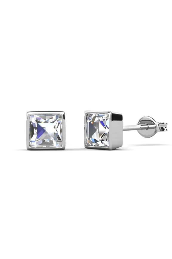 Brooke 18k White Gold Plated Stud Earrings with Swarovski Crystals Gift for Women
