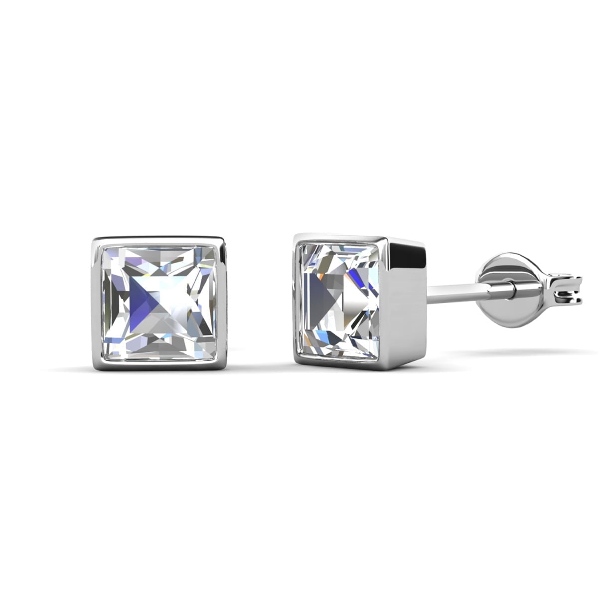 Cate & Chloe Brooke 18k White Gold Plated Stud Earrings with Swarovski Crystals Gift for Women