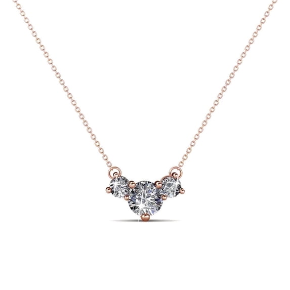 Cate & Chloe Calliope 18K Rose Gold Plated 3 Stone Women's Pendant Necklace with Swarovski Crystals