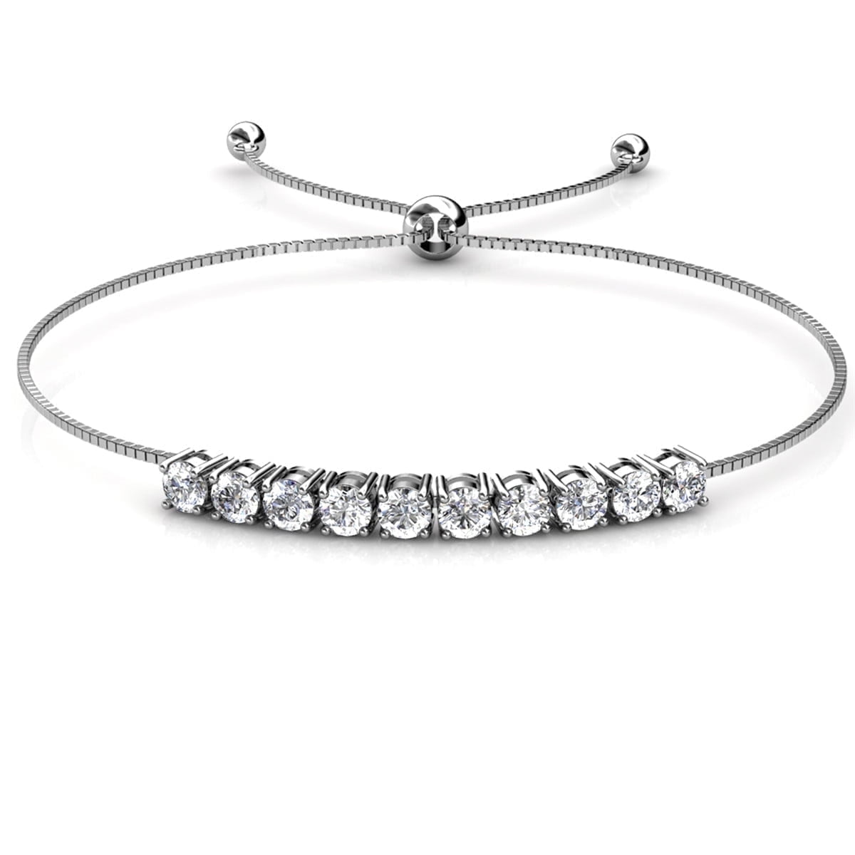 CATE & CHLOE Cameron 18k White Gold Plated Silver Bracelet with Swarovski Crystals Gift for Women