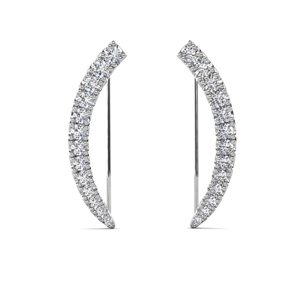 Cate & Chloe Camila 18k White Gold Plated Ear Climber Earrings with Simulated Diamonds for Women