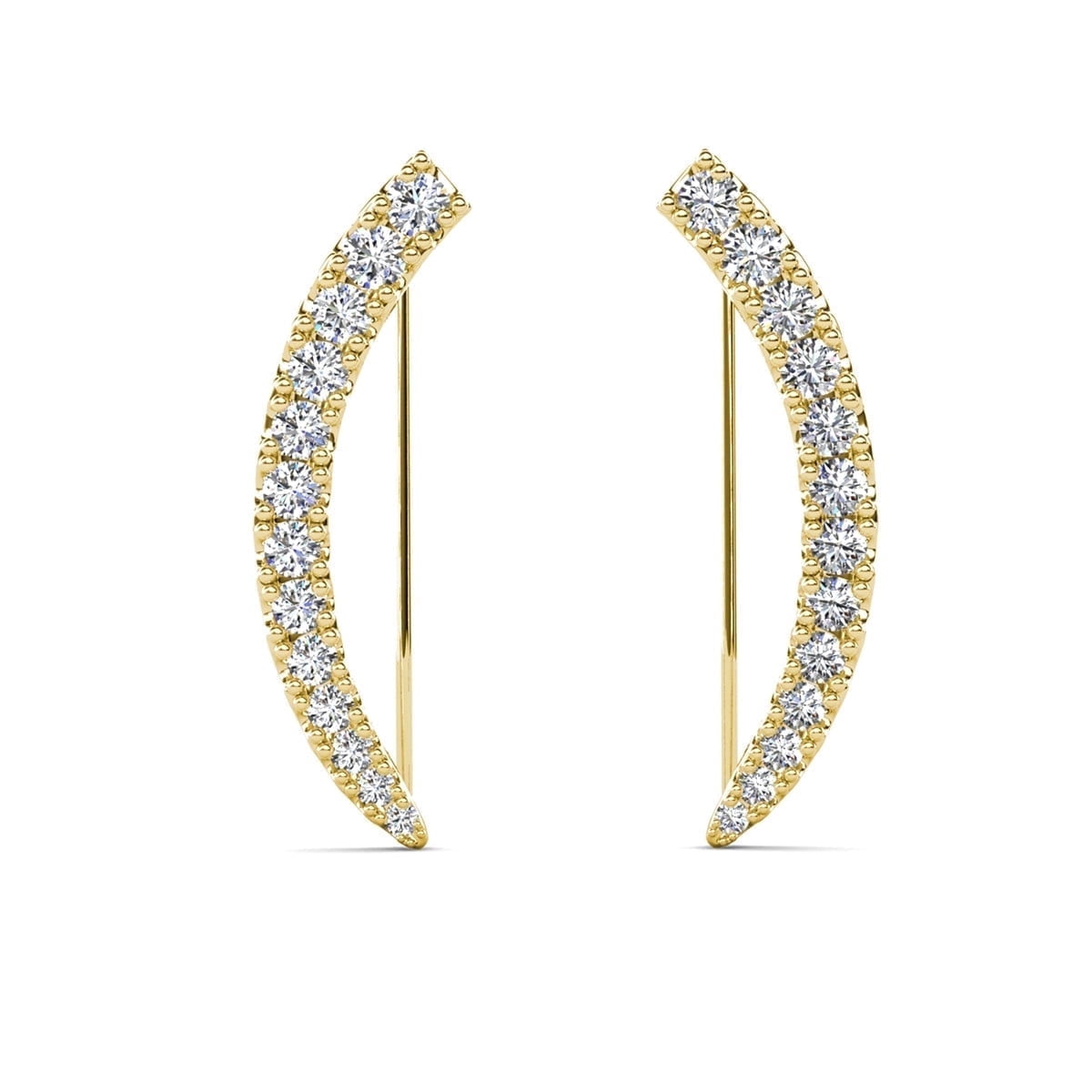 Cate & Chloe Camila 18k Yellow Gold Plated Ear Climber Earrings with Simulated Diamonds for Women