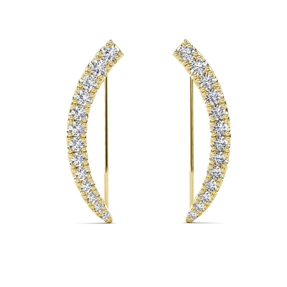 Cate & Chloe Camila 18k Yellow Gold Plated Ear Climber Earrings with Simulated Diamonds for Women