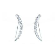 Cate & Chloe Camila White Gold Plated Ear Climber Earrings with Crystals for Women, Gift for Her