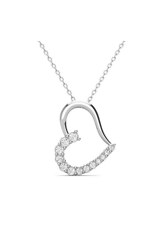 Capri 18k White Gold Plated Heart Necklace with Swarovski Crystals Gift for Women