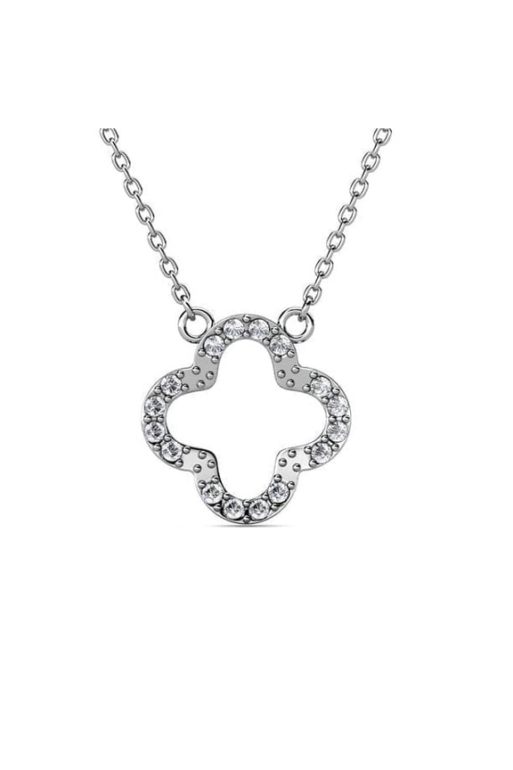 Cassandra 18k White Gold Plated Pendant Necklace with Swarovski Crystals for Women