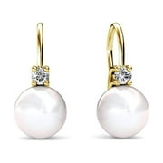Cate & Chloe Cassie 18k Yellow Gold Plated Pearl Drop Earrings | Women's Crystal Earrings, Gift for Her