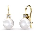 thumbnail image 1 of Cate & Chloe Cassie 18k Yellow Gold Plated Shell Pearl Earrings with Swarovski Crystals for Women, 1 of 9
