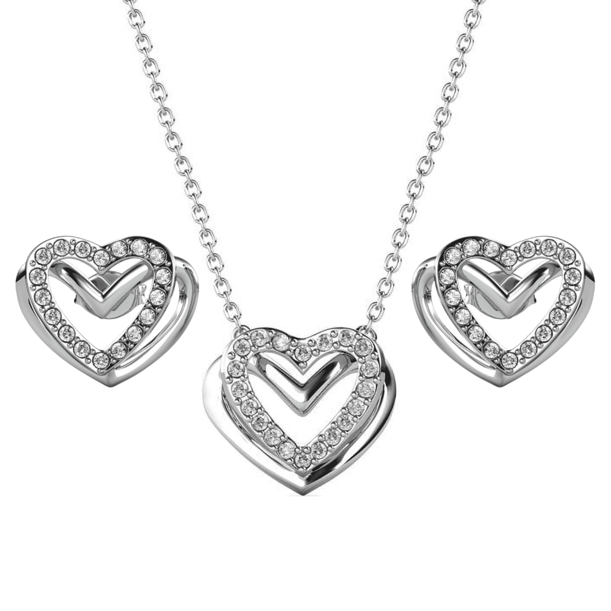 Cate & Chloe Cathy 18k White Gold Plated Jewelry Set with Swarovski Crystals for Women, Gift for Her