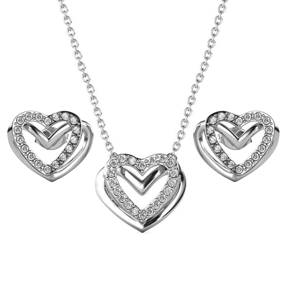 Cate & Chloe Cathy 18k White Gold Plated Jewelry Set with Swarovski Crystals for Women, Gift for Her