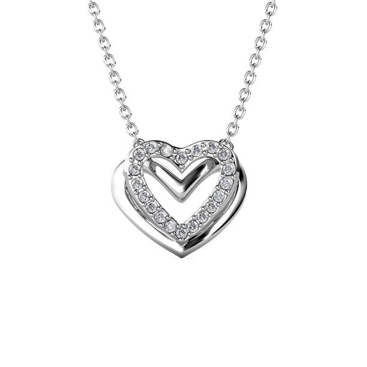 Cate & Chloe 18k White Gold Pendant, Swarovski Crystals, Double Heart, Women's Jewelry, Gift