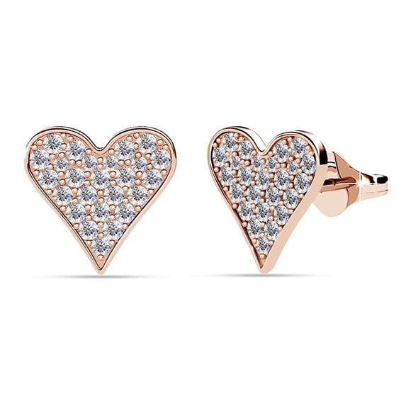 Cate & Chloe Cecilia 18k Rose Gold Plated Silver Stud Earrings with Swarovski Crystals for Women
