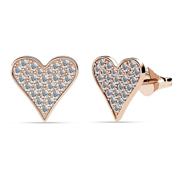 Cate & Chloe Cecilia 18k Rose Gold Plated Silver Stud Earrings with Swarovski Crystals for Women