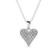 CATE & CHLOE Cecilia 18k White Gold Plated Heart Pendant Necklace with Swarovski Crystals for Women