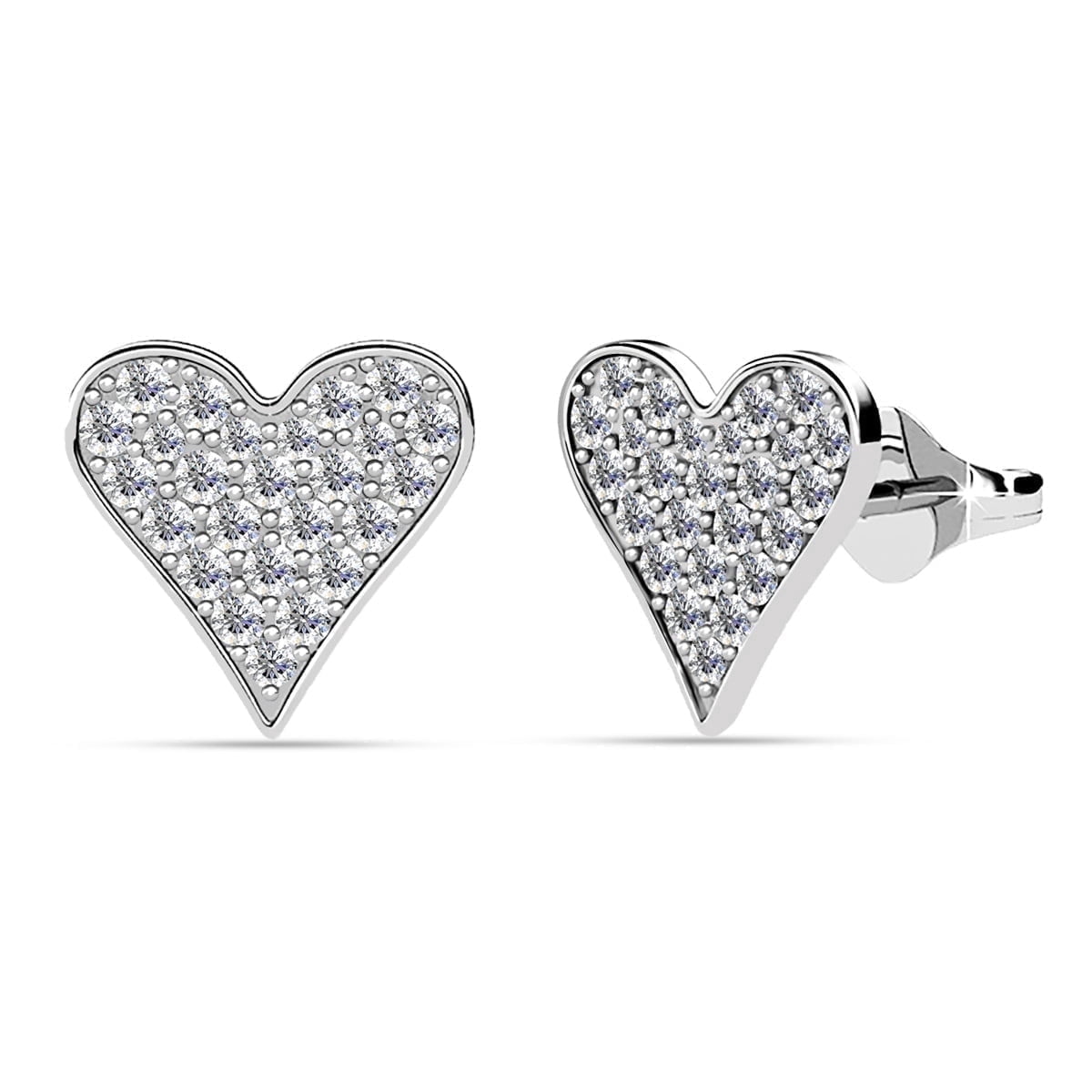 Cate & Chloe Cecilia 18k White Gold Plated Silver Stud Earrings with Swarovski Crystals for Women