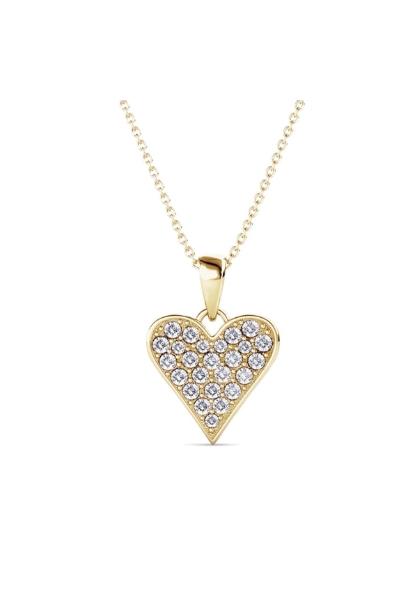 Cecilia 18k Yellow Gold Plated Heart Pendant Necklace with Swarovski Crystals for Women