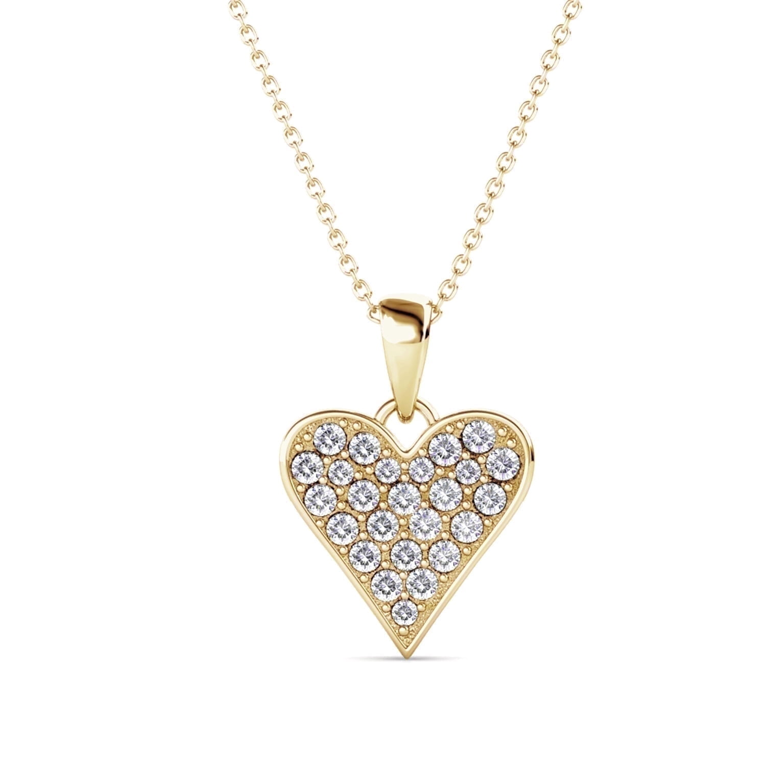 Cate & Chloe Cecilia 18k Yellow Gold Plated Heart Pendant Necklace with Swarovski Crystals for Women