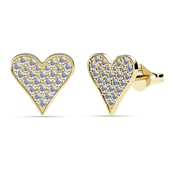 Cate & Chloe Cecilia 18k Yellow Gold Plated Silver Stud Earrings with Swarovski Crystals for Women