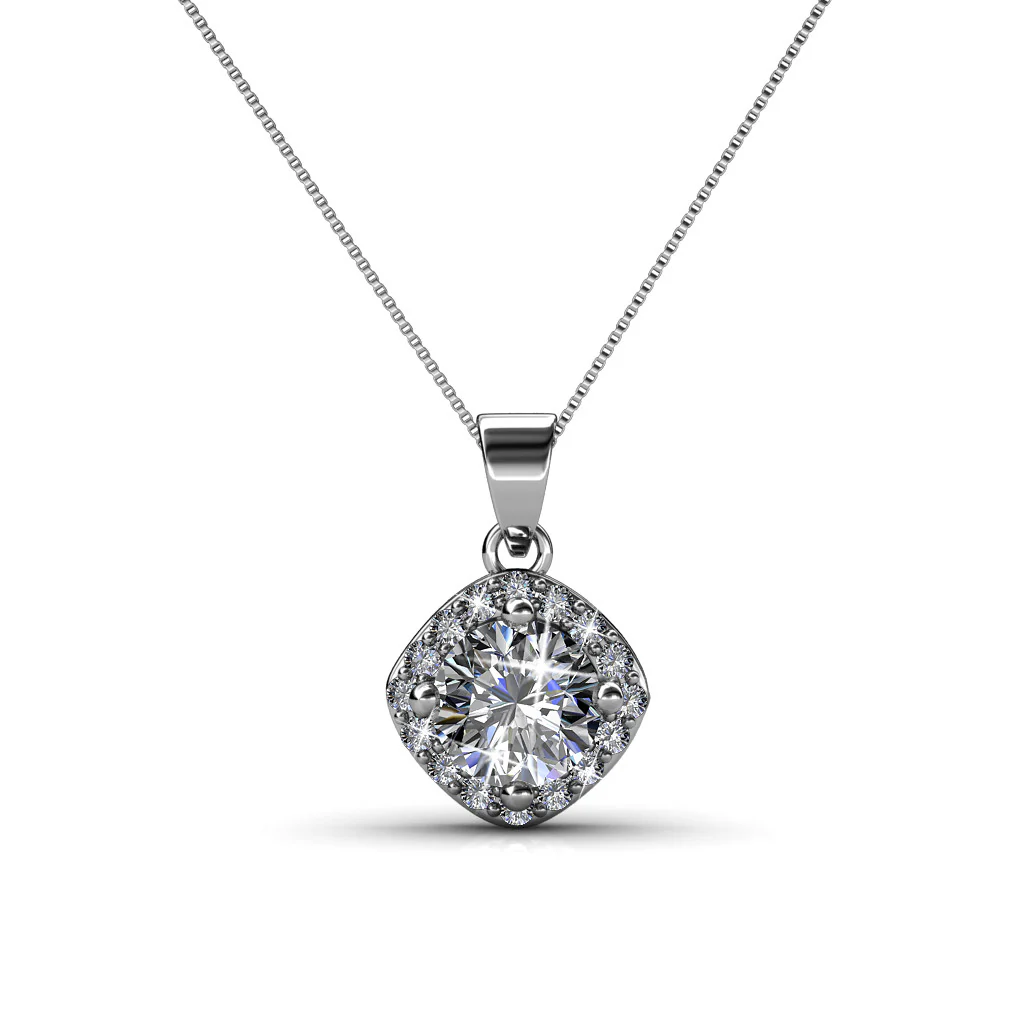 Cate & Chloe Celeste 18k White Gold Necklace with Swarovski Crystals, Unique Silver Women's Jewelry