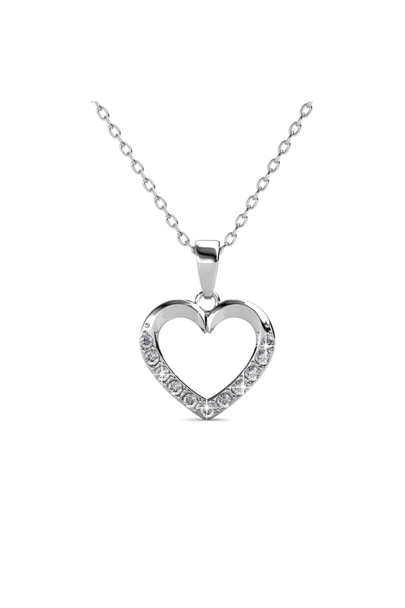 Chelsea 18k White Gold Plated Silver Heart Necklace with Swarovski Crystals for Women