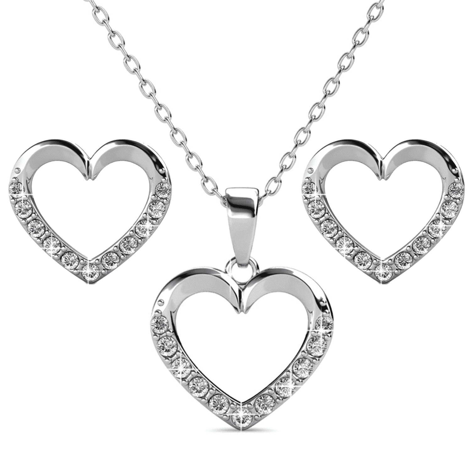 Cate & Chloe Chelsea 18k White Gold Plated Silver Jewelry Set with Swarovski Crystals for Women