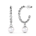 thumbnail image 1 of Cate & Chloe Cheyanne 18k White Gold Plated 16mm Twisted Hoop Drop Shell Pearl Earrings for Women, 1 of 9