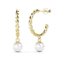 thumbnail image 1 of Cate & Chloe Cheyanne 18k Yellow Gold Plated 16mm Twisted Hoop Drop Shell Pearl Earrings for Women, 1 of 9