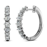 CATE & CHLOE Claire 18k White Gold Plated 20mm Hoop Earrings with Swarovski Crystals Gift for Women