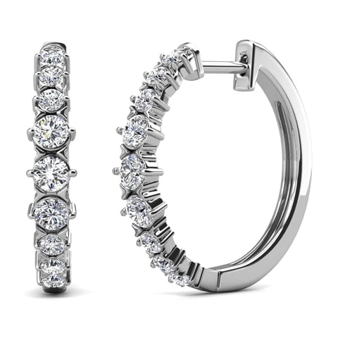 Claire 18k White Gold Plated 20mm Hoop Earrings with Swarovski Crystals Gift for Women