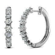 CATE & CHLOE Claire 18k White Gold Plated 20mm Hoop Earrings with Swarovski Crystals Gift for Women
