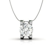 Cate & Chloe Clara 18k White Gold Pendant Necklace, Solitaire Round Cut Crystal, Silver Pendant Necklace for Women