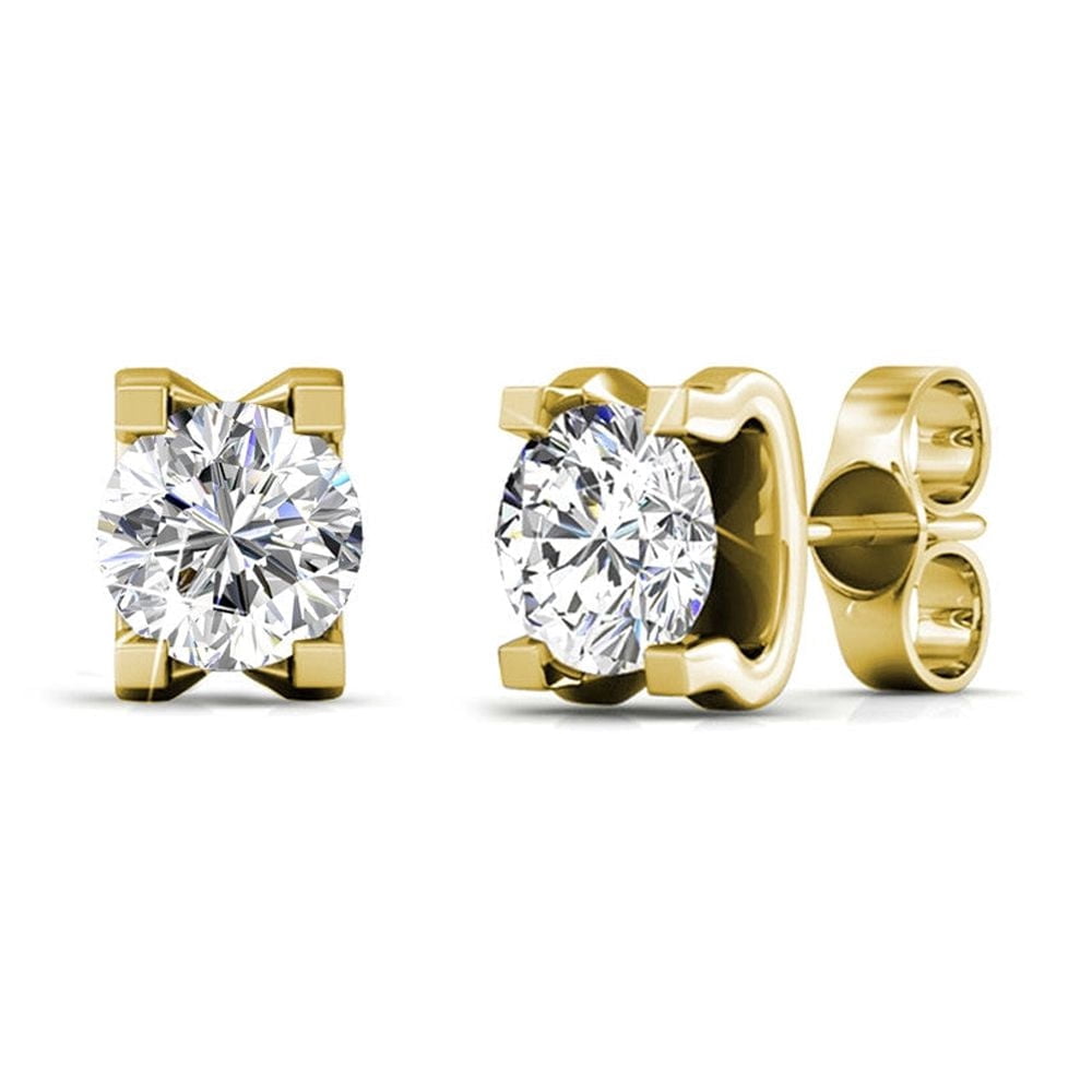 Cate & Chloe Clara 18k Yellow Gold Plated Butterfly Back Stud Earrings ...