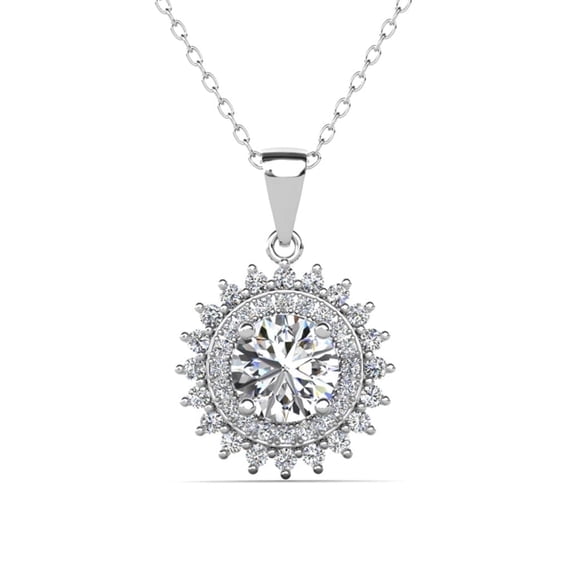 Cate & Chloe Cordelia 18k White Gold Plated Pendant Necklace with Simulated Diamond Gift for Women