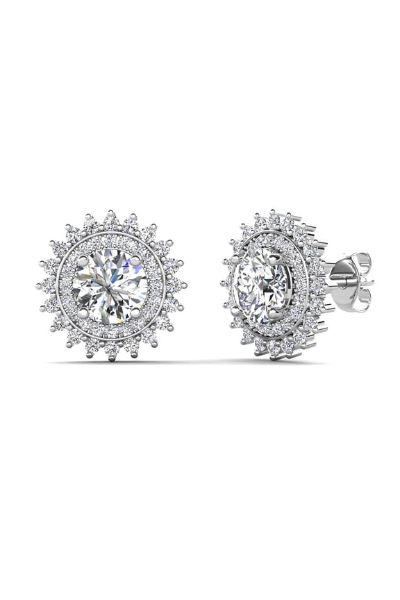 Cordelia 18k White Gold Plated Stud Earrings with Simulated Diamonds Gift for Women