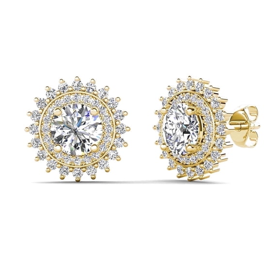 Cate & Chloe Cordelia 18k Yellow Gold Plated Stud Earrings with Simulated Diamonds Gift for Women