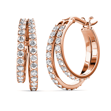Cate & Chloe Corina 18k Rose Gold Plated 20mm Hoop Earrings with Swarovski Crystals Gift for Women