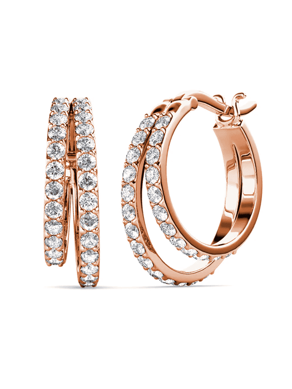 Corina 18k Rose Gold Plated 20mm Hoop Earrings with Swarovski Crystals Gift for Women