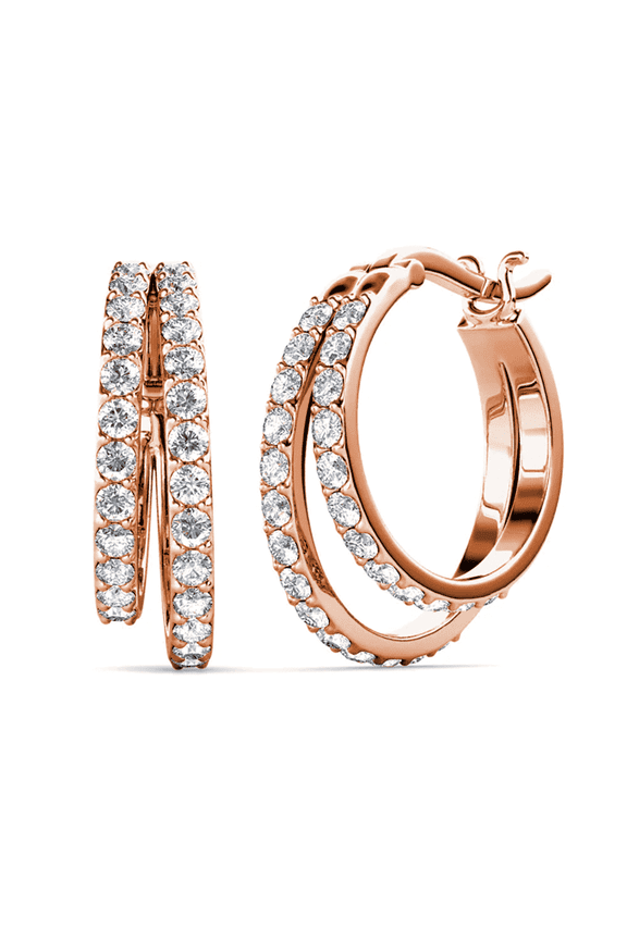 Corina 18k Rose Gold Plated 20mm Hoop Earrings with Swarovski Crystals Gift for Women