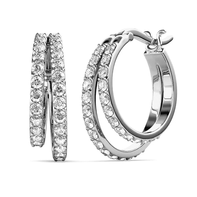 Cate Chloe Corina 18k White Gold Plated 20mm Hoop Earrings with Swarovski  Crystals Gift for Women