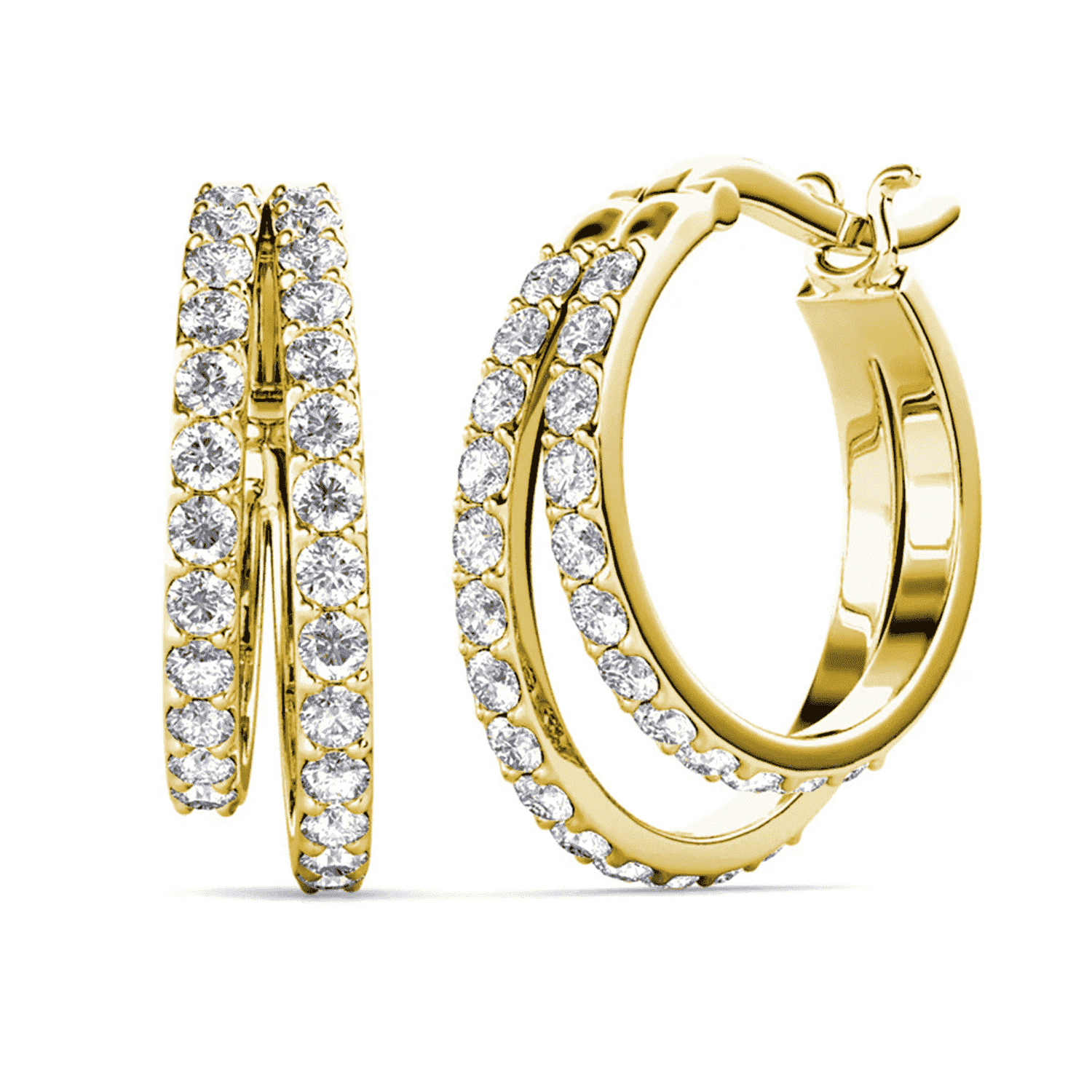 Cate & Chloe Corina 18k Yellow Gold Plated 20mm Hoop Earrings with Swarovski Crystals Gift for Women