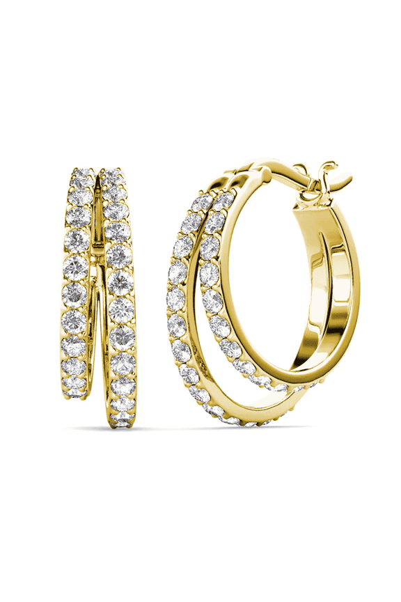 Corina 18k Yellow Gold Plated 20mm Hoop Earrings with Swarovski Crystals Gift for Women