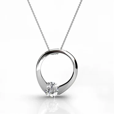 Cate & Chloe Dahlia 18k White Gold Plated Pendant Necklace with Swarovski Crystal Gift for Women