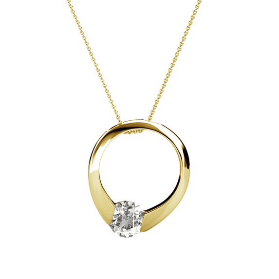 Cate & Chloe Dahlia 18k Yellow Gold Plated Pendant Necklace with Swarovski Crystal Gift for Women