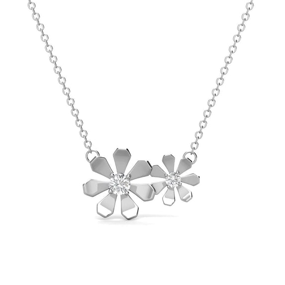Cate & Chloe Daisy 18k White Gold Plated Flower Pendant Necklace with Swarovski Crystals for Women