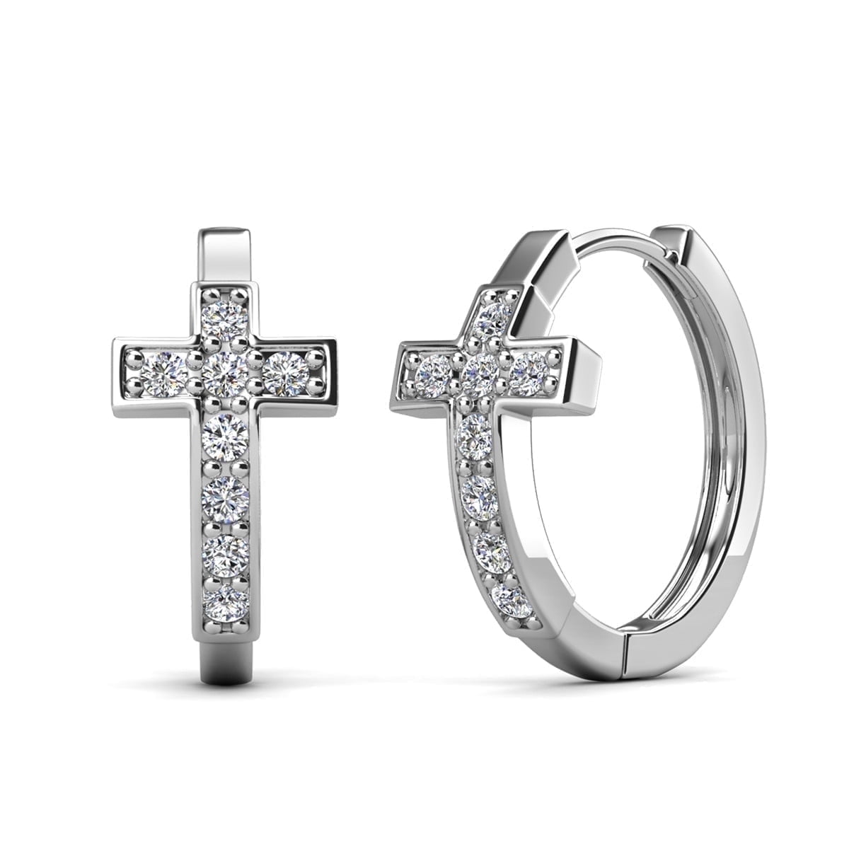 Cate & Chloe Danielle 18k White Gold Plated 18mm Hoop Cross
